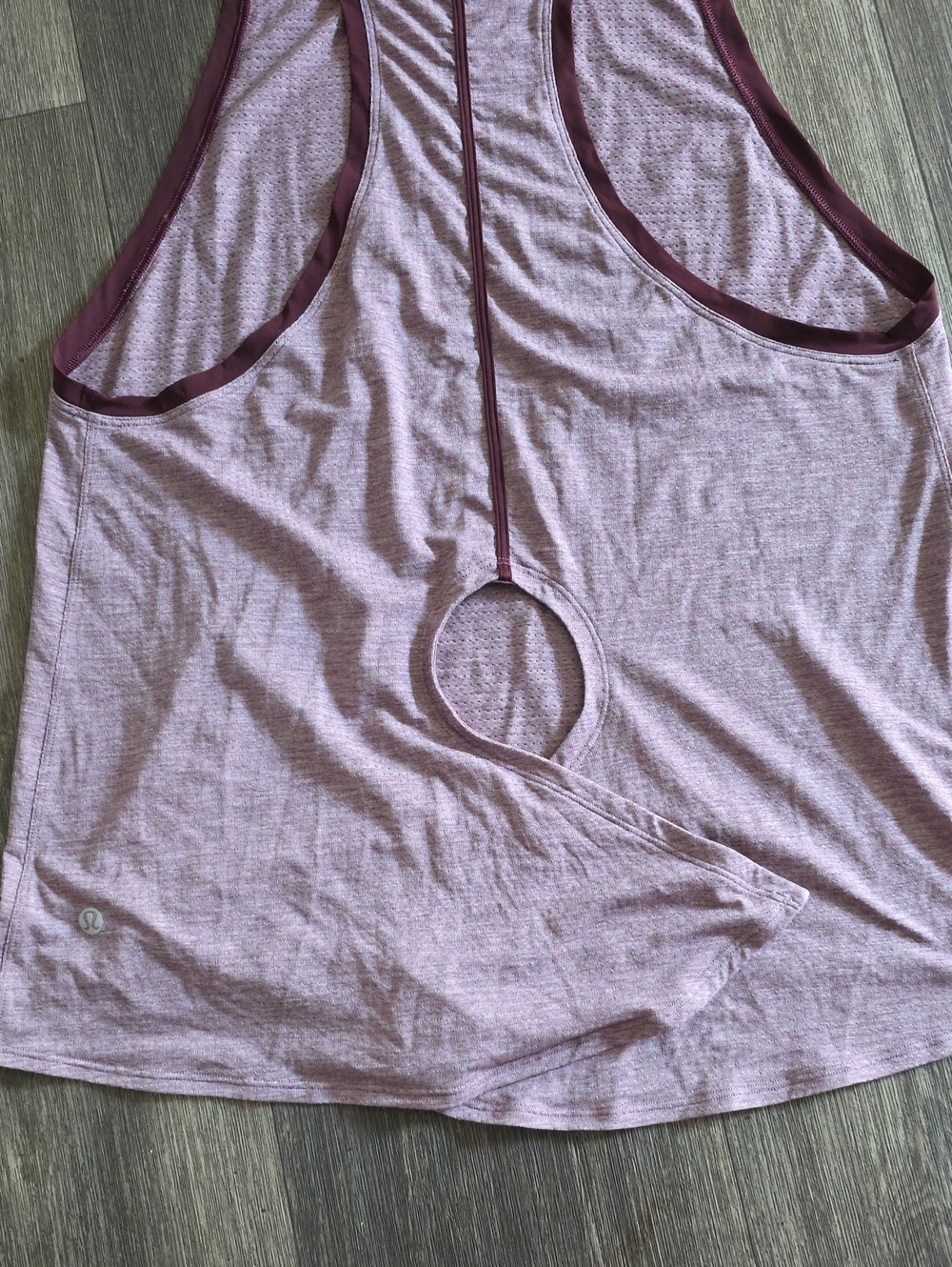 lululemon athletica Heathered Rose Racerback Tank with Maroon Trim - Picture 2 of 6